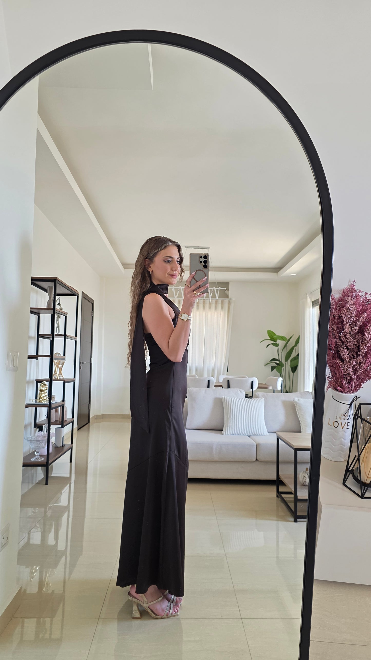 Aurelia Satin Maxi Dress – Brown