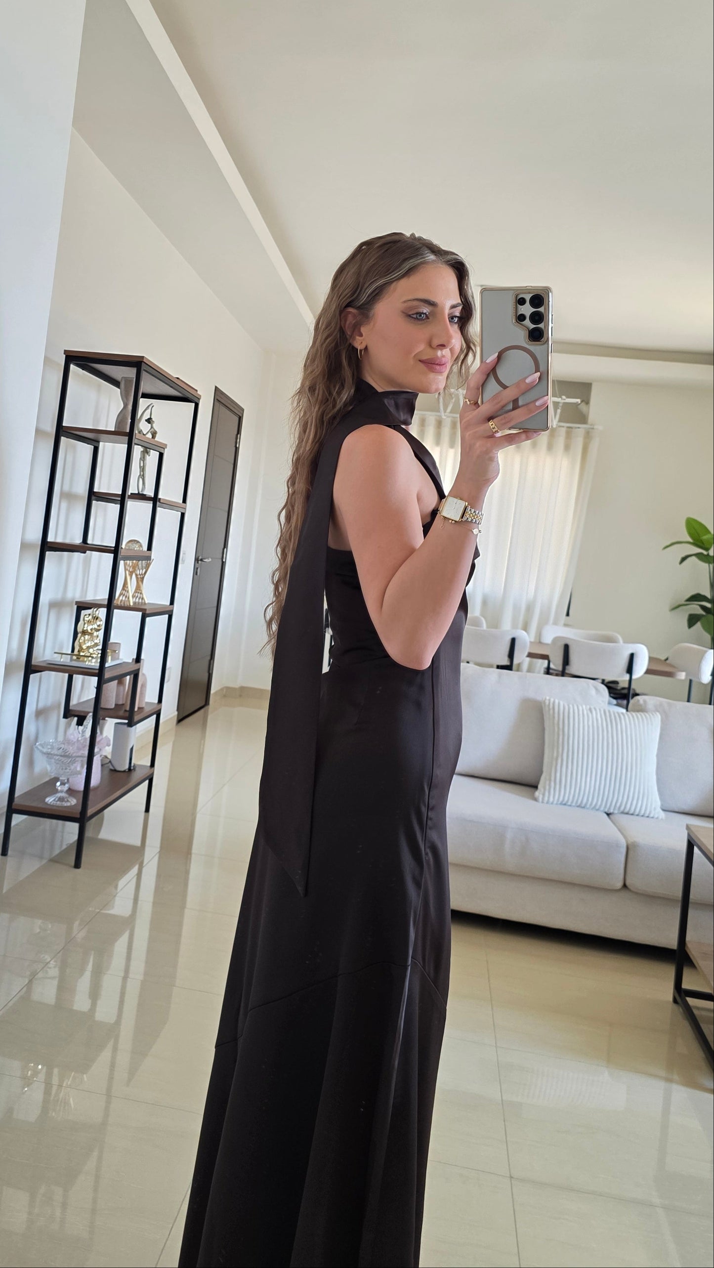Aurelia Satin Maxi Dress – Brown