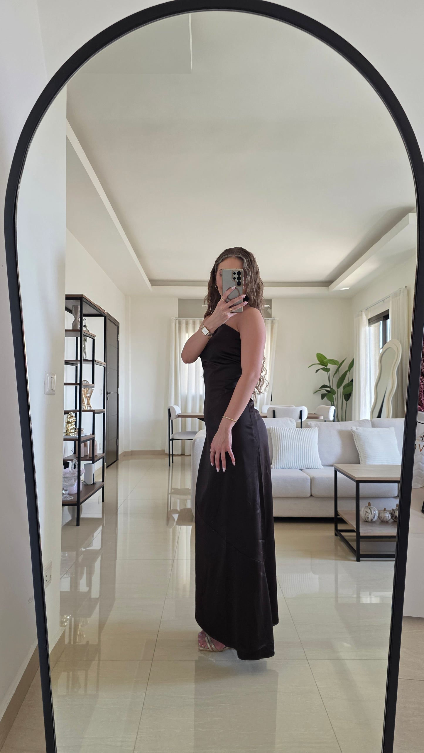 Aurelia Satin Maxi Dress – Brown