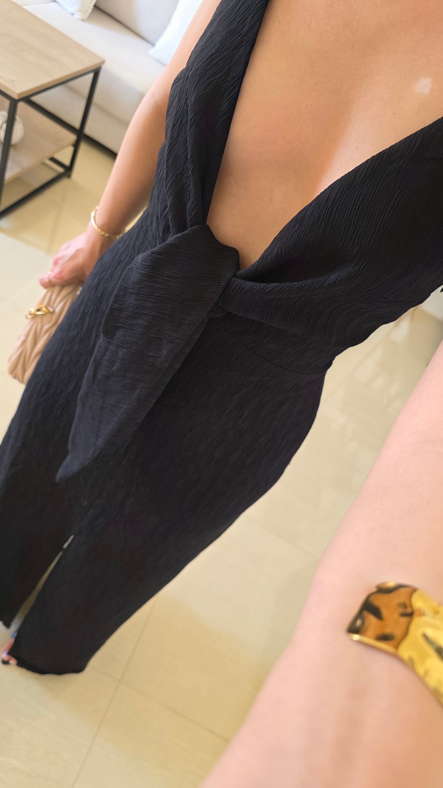 Serena Plunge Maxi Dress – Black