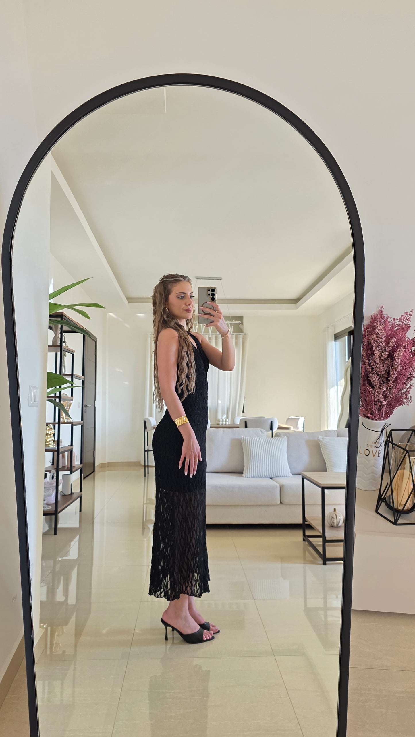 Anaïs Lace Midi Dress – Black