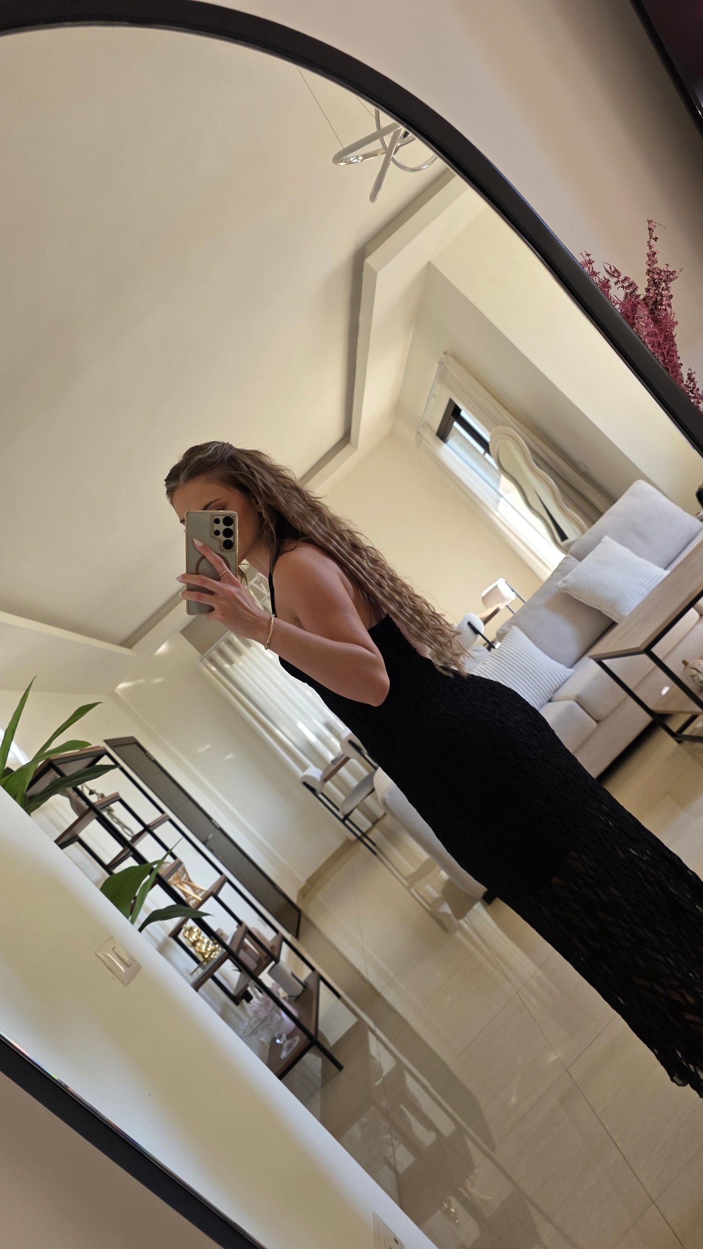 Anaïs Lace Midi Dress – Black