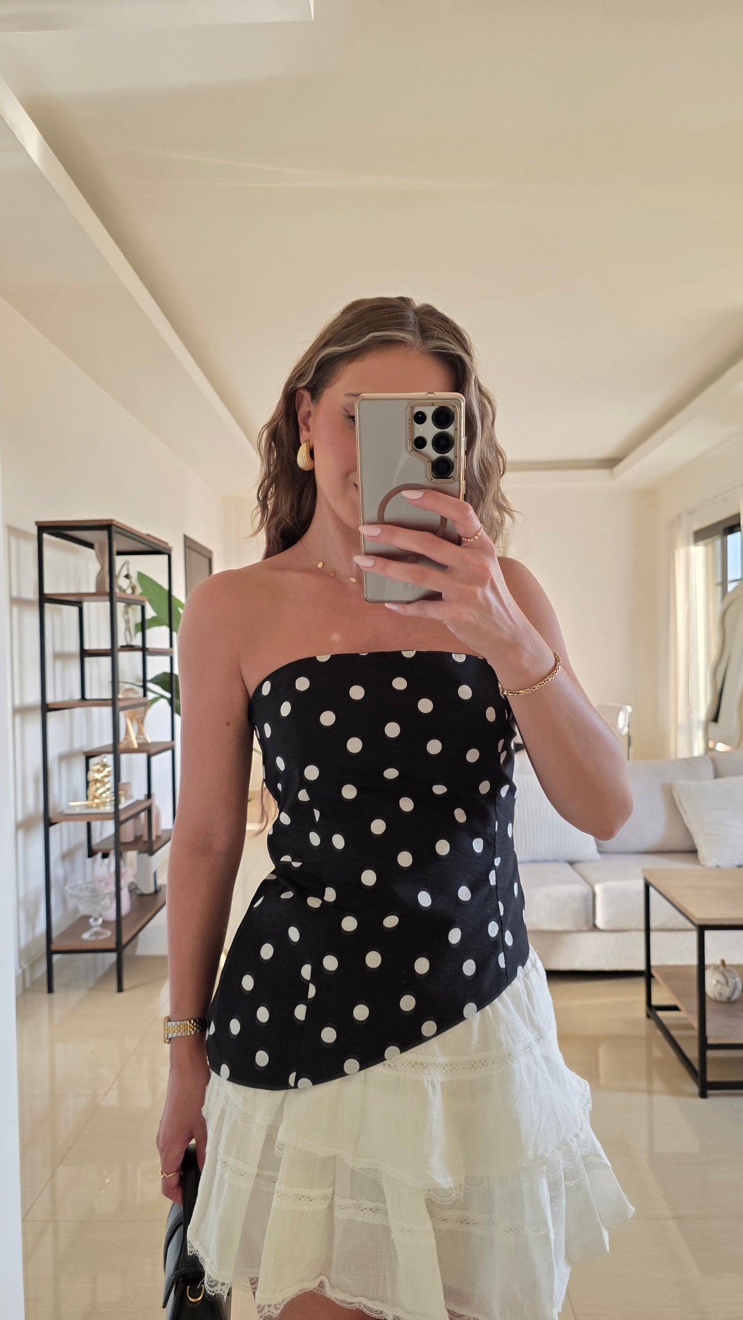 Chloé Polka Dots Bustier Top – Black