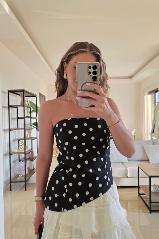 Chloé Polka Dots Bustier Top – Black