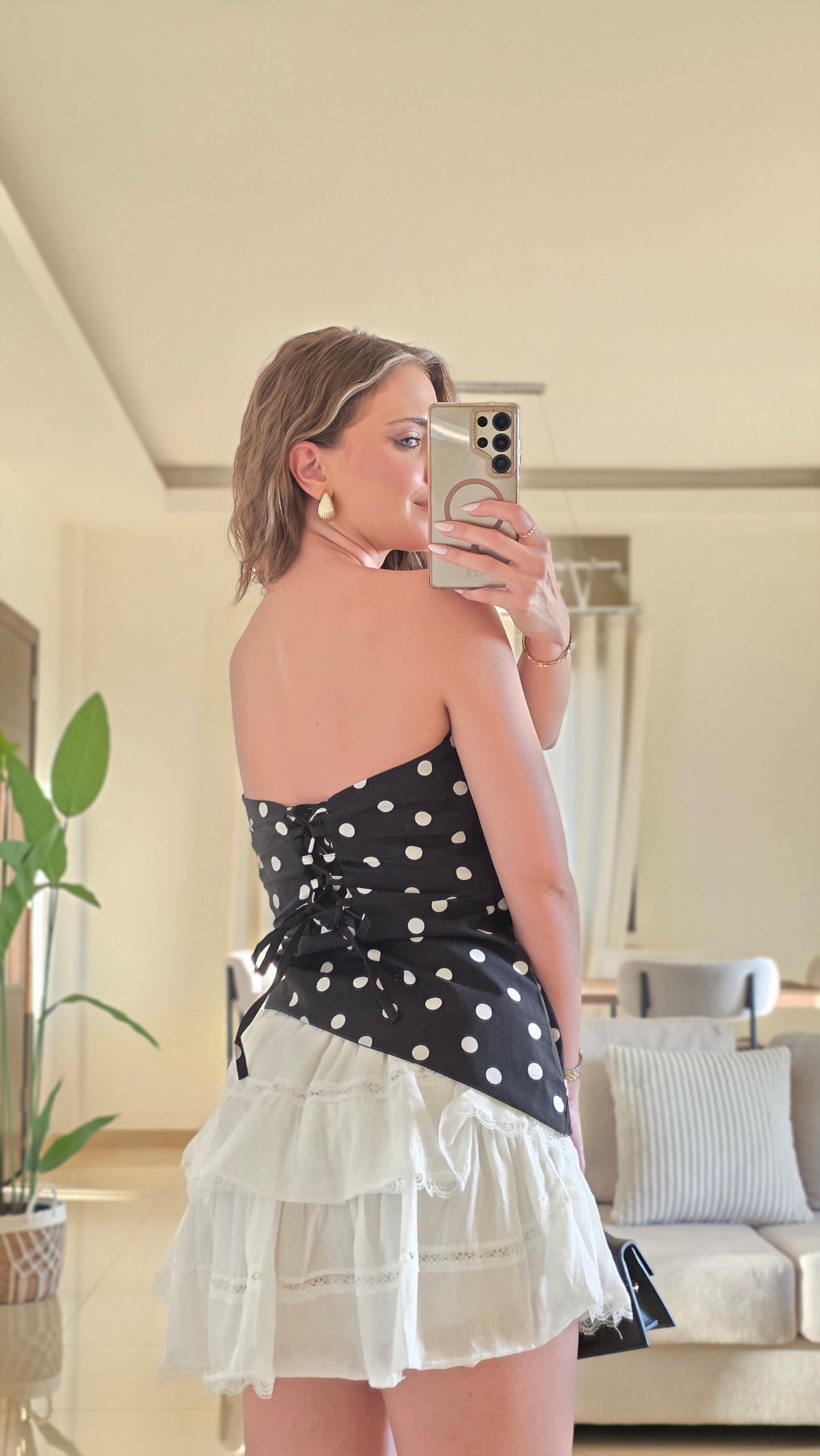Chloé Polka Dots Bustier Top – Black