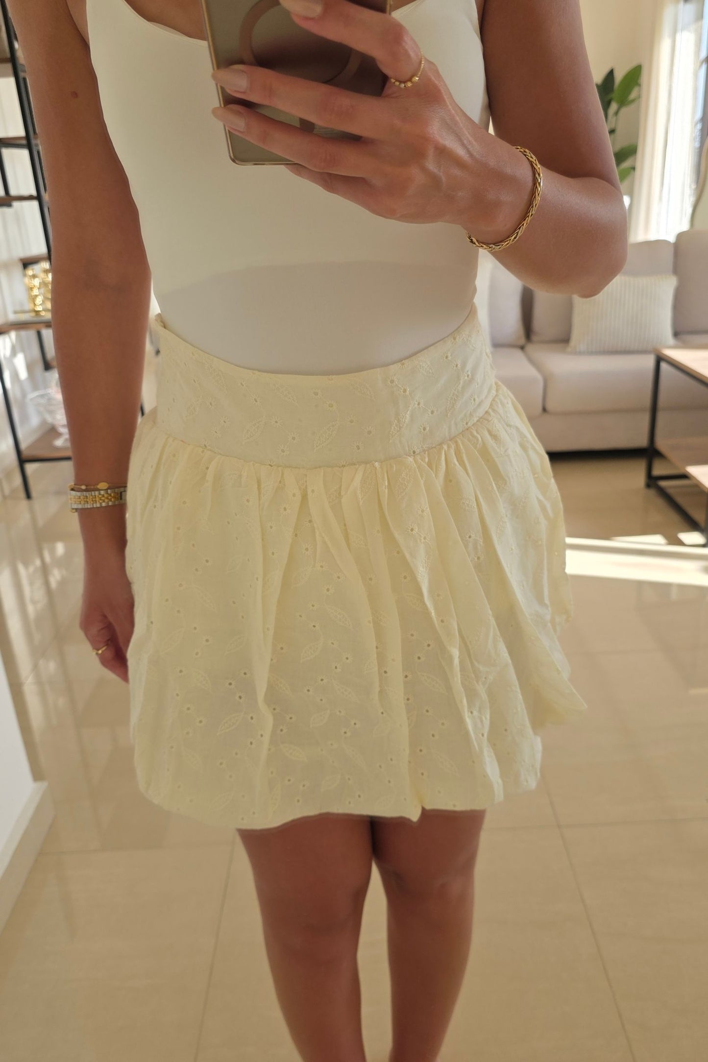 Lena Bubble Skort - Butter Yellow