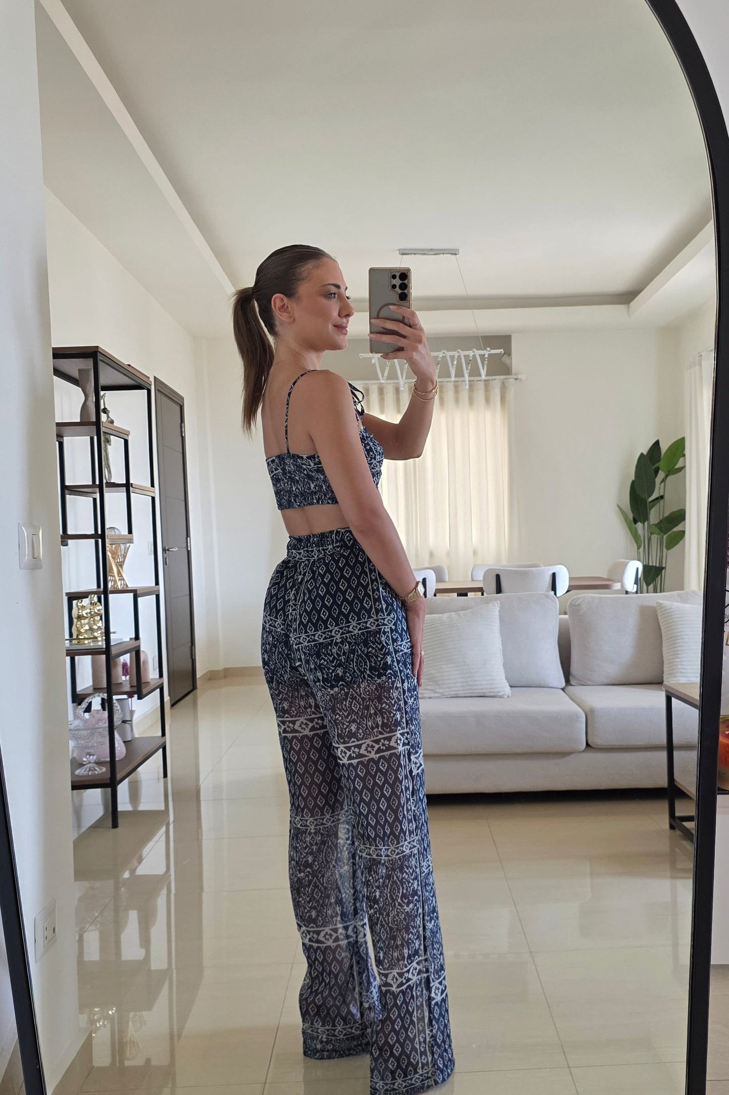 Ingrid Two-Piece Set – Navy Print
