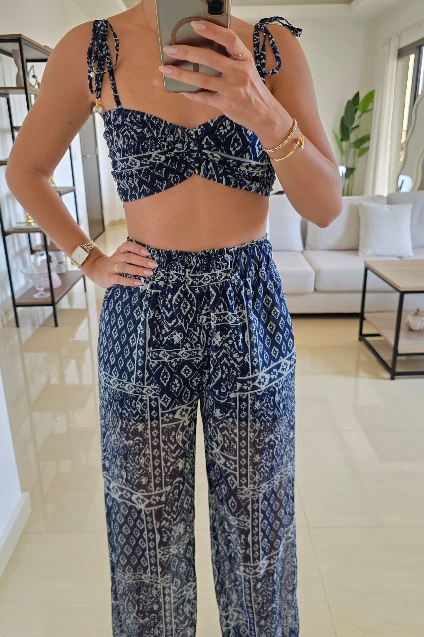 Ingrid Two-Piece Set – Navy Print