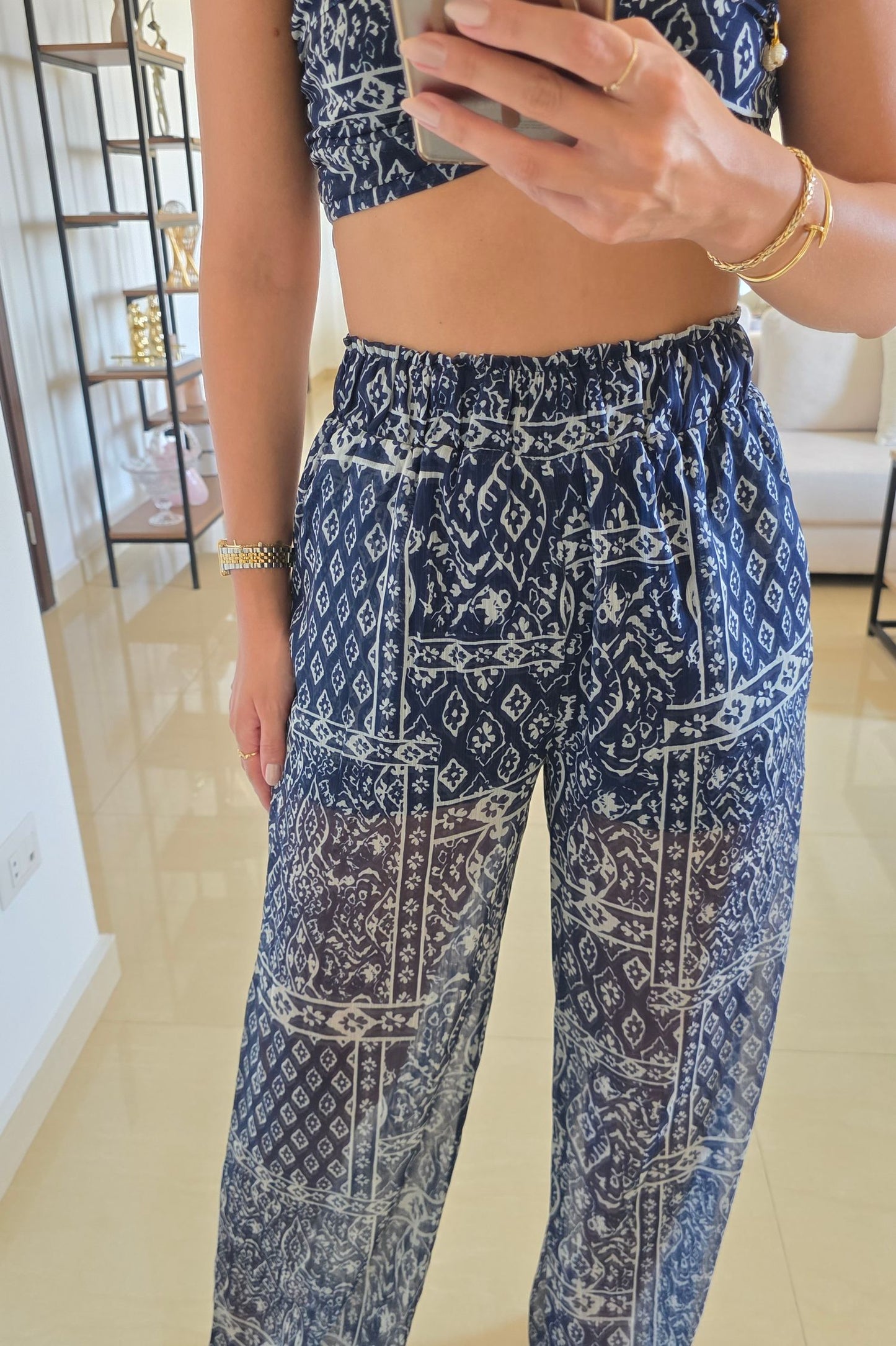 Ingrid Two-Piece Set – Navy Print