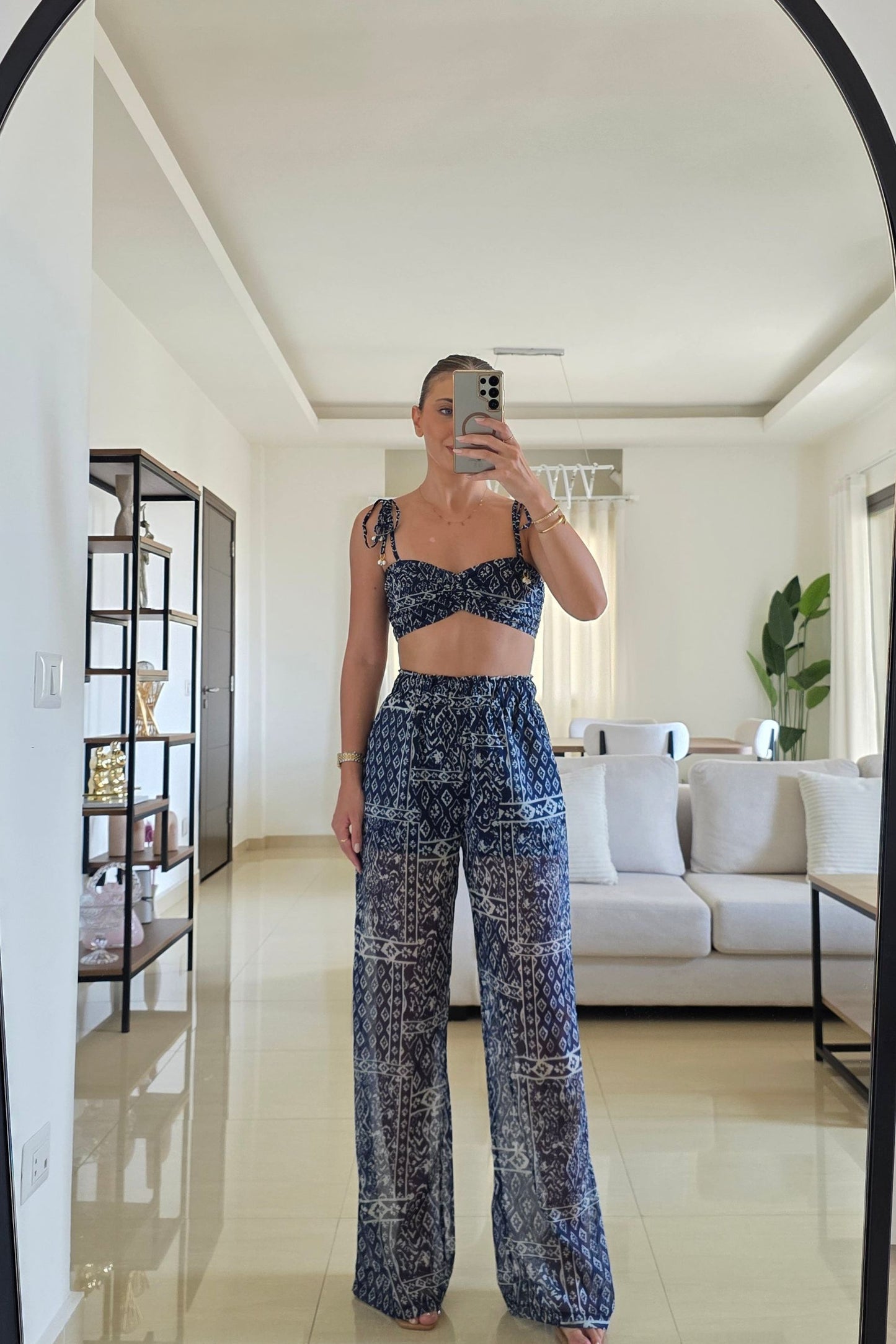 Ingrid Two-Piece Set – Navy Print
