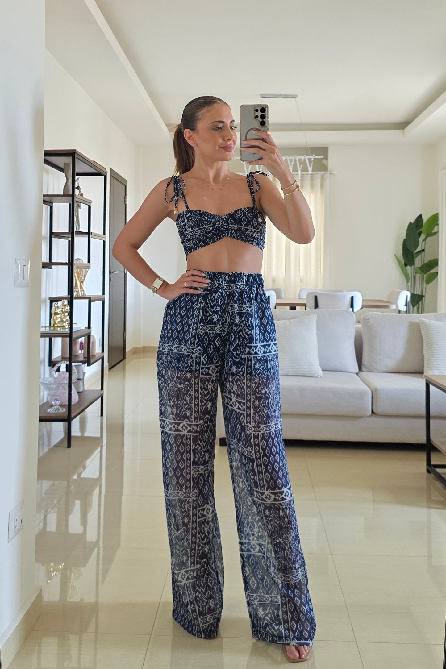 Ingrid Two-Piece Set – Navy Print