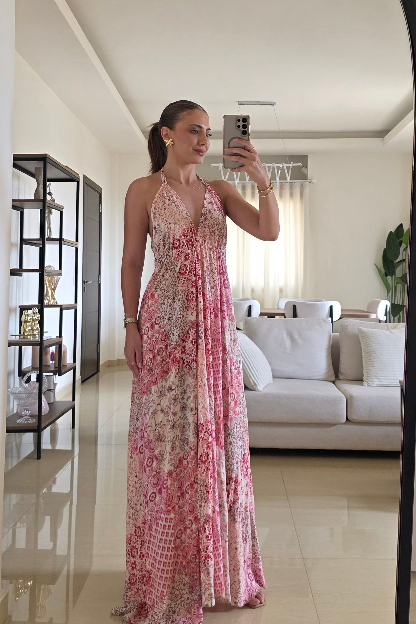 Amira Floral Halter Maxi Dress