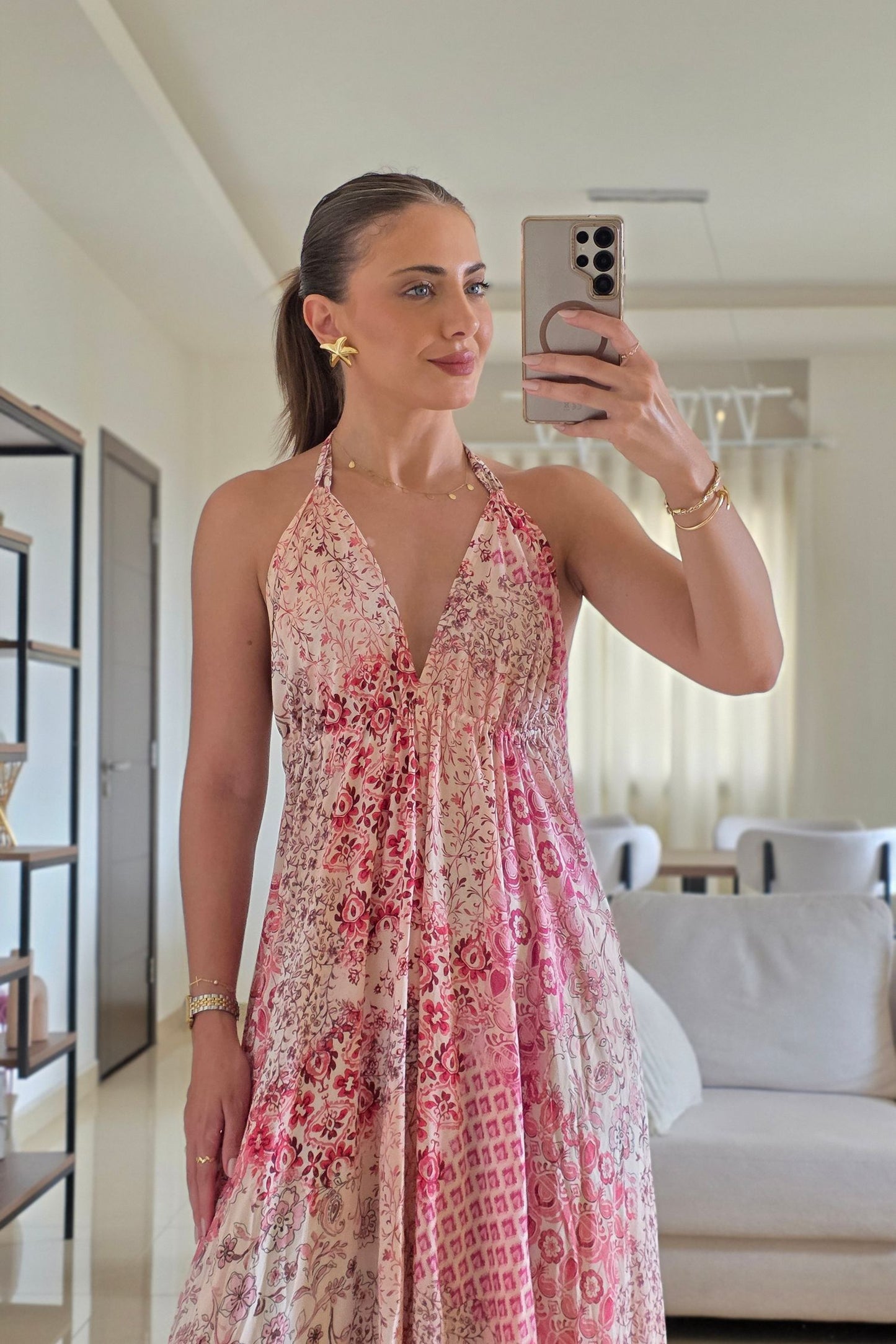 Amira Floral Halter Maxi Dress
