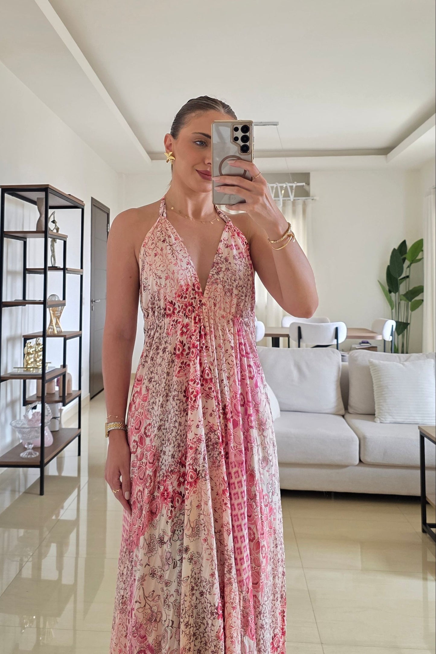 Amira Floral Halter Maxi Dress