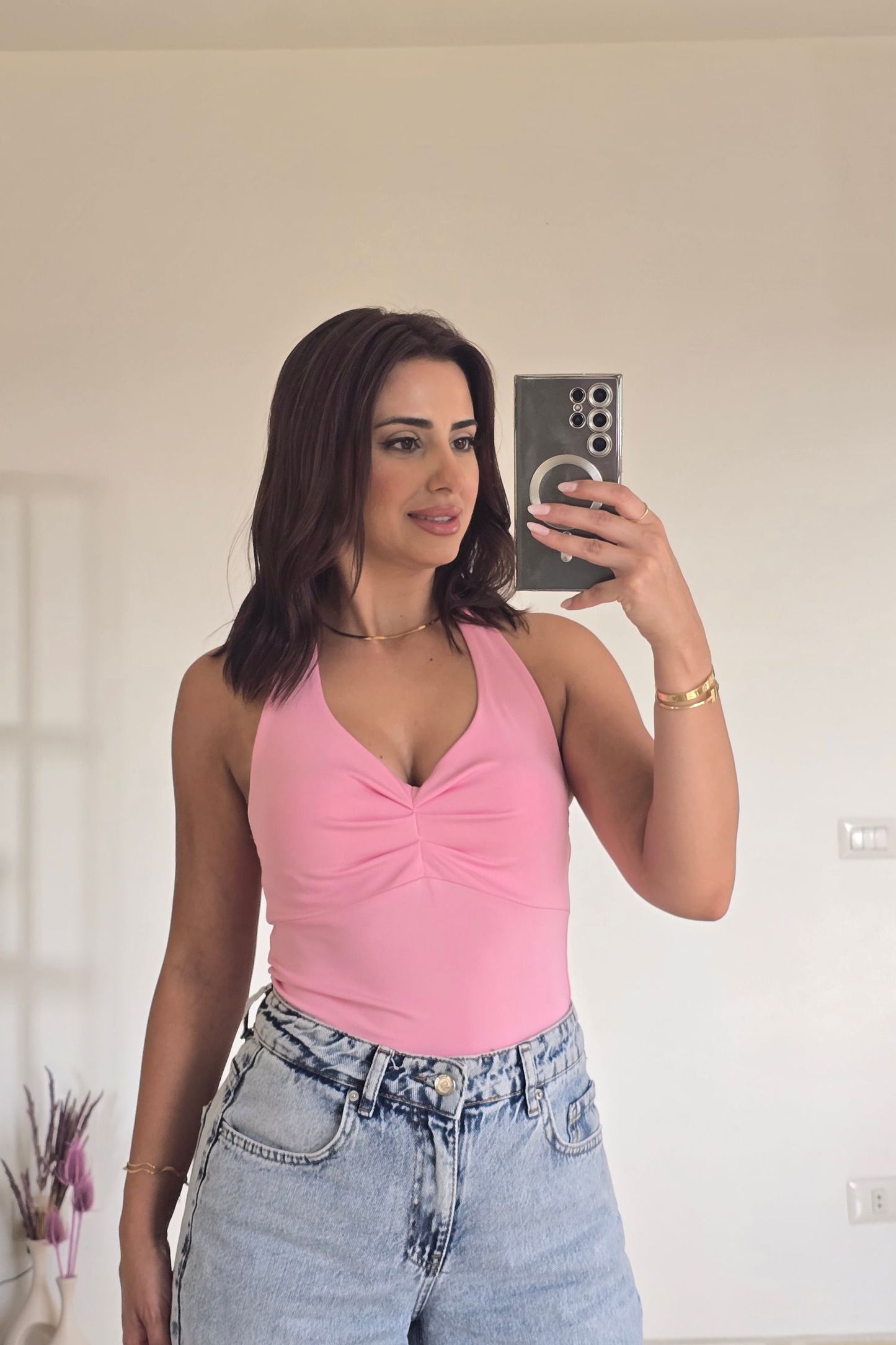 Sabine Halter Scarf Top – Pink