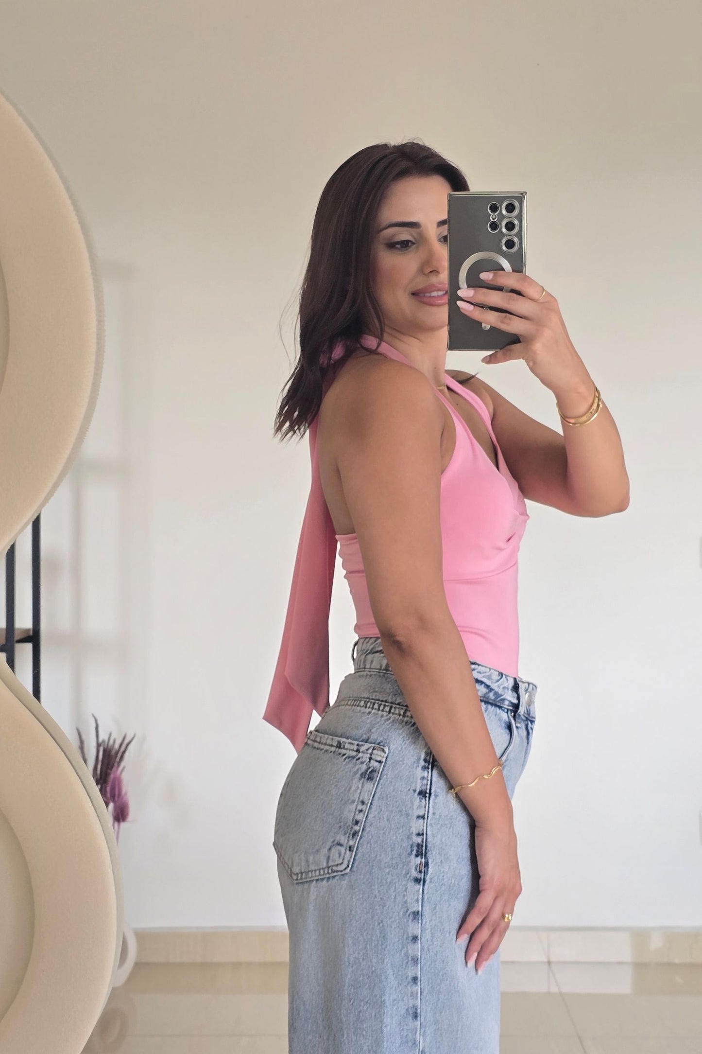 Sabine Halter Scarf Top – Pink