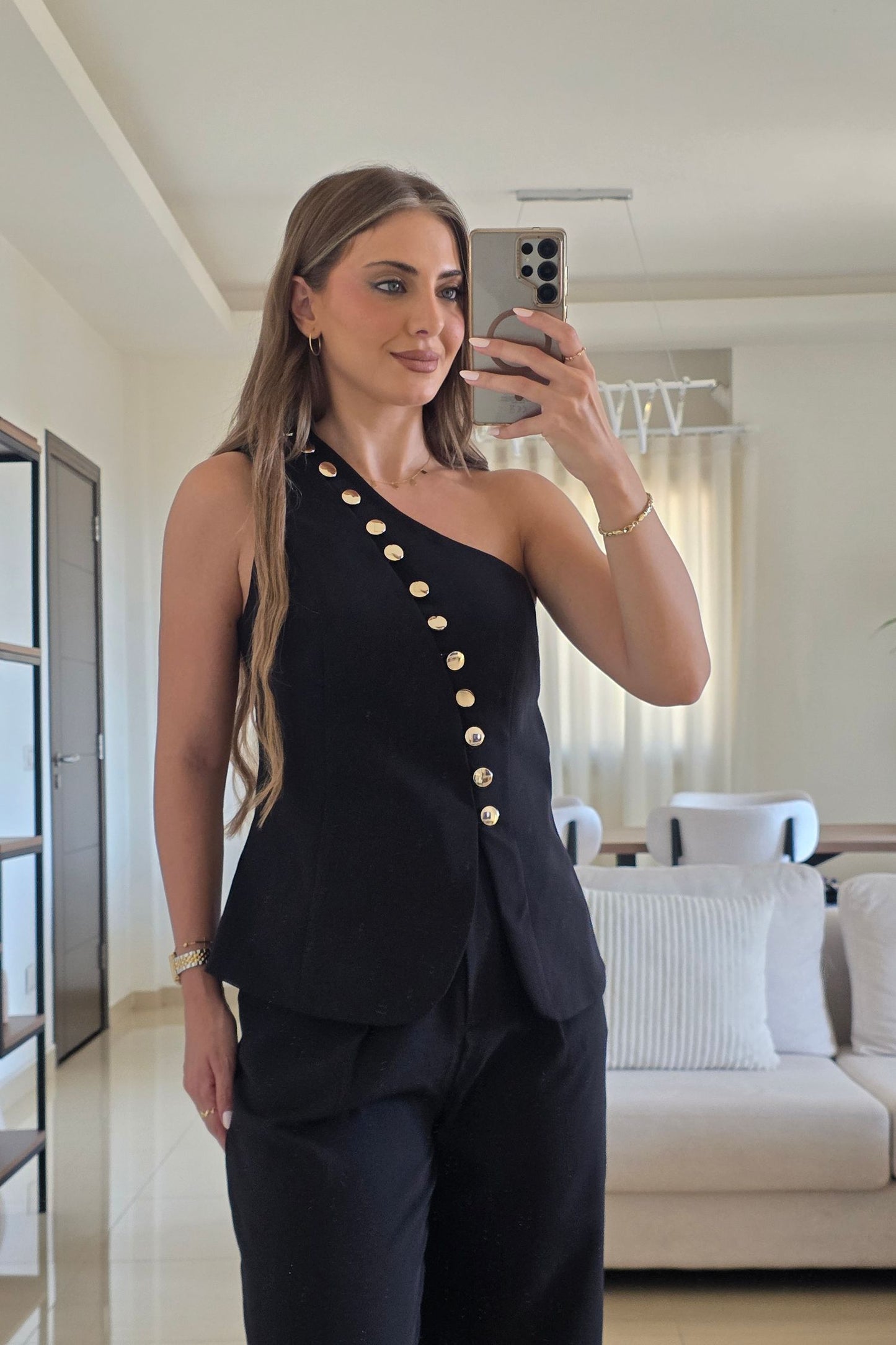 Emily One-Shoulder Set – Black