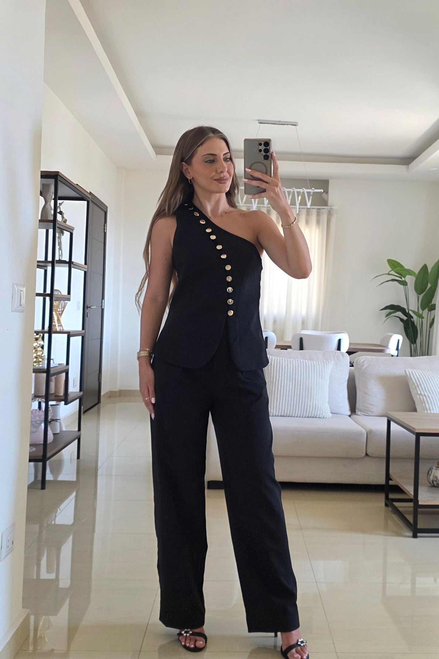 Emily One-Shoulder Set – Black