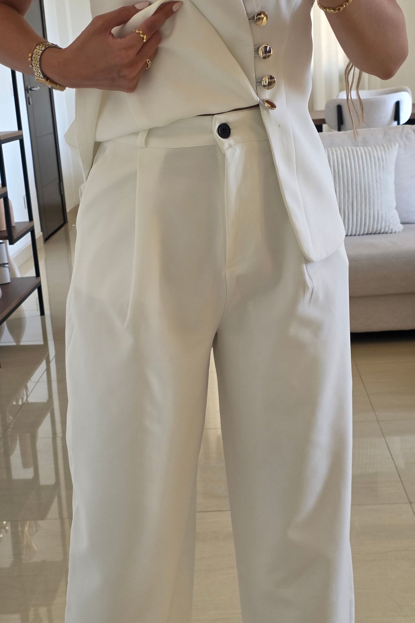 Emily One-Shoulder Set – White