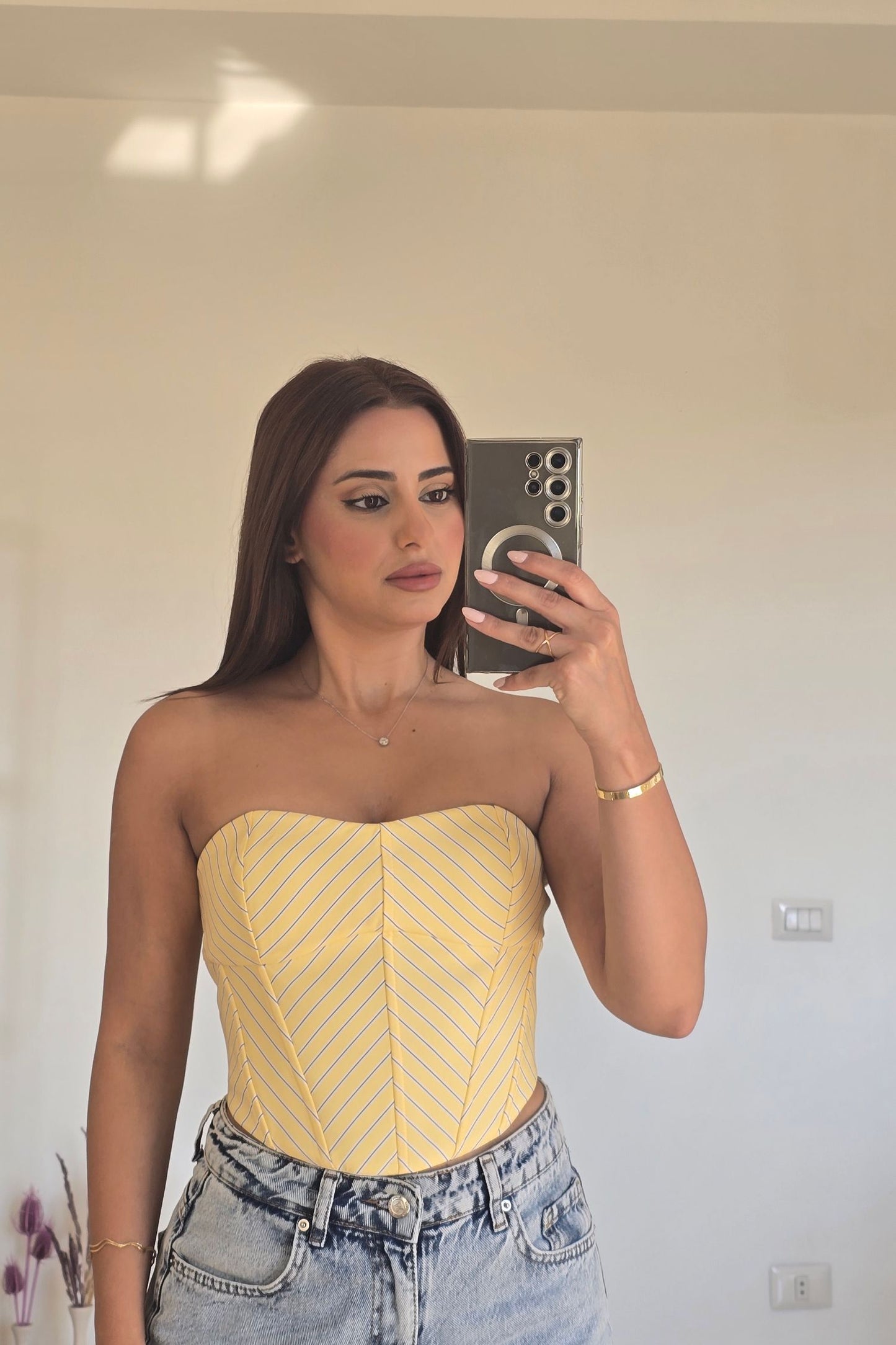 Ivy Striped Corset Top – Yellow