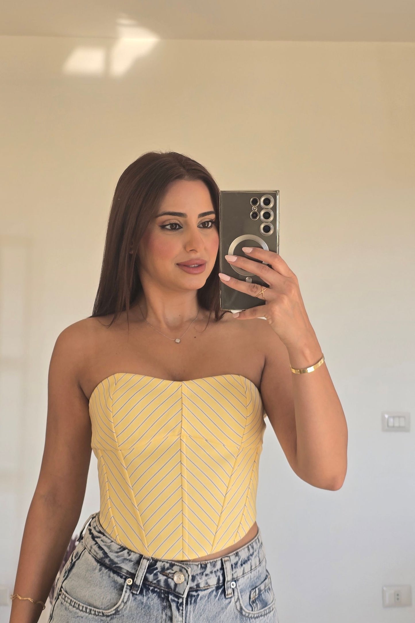 Ivy Striped Corset Top – Yellow