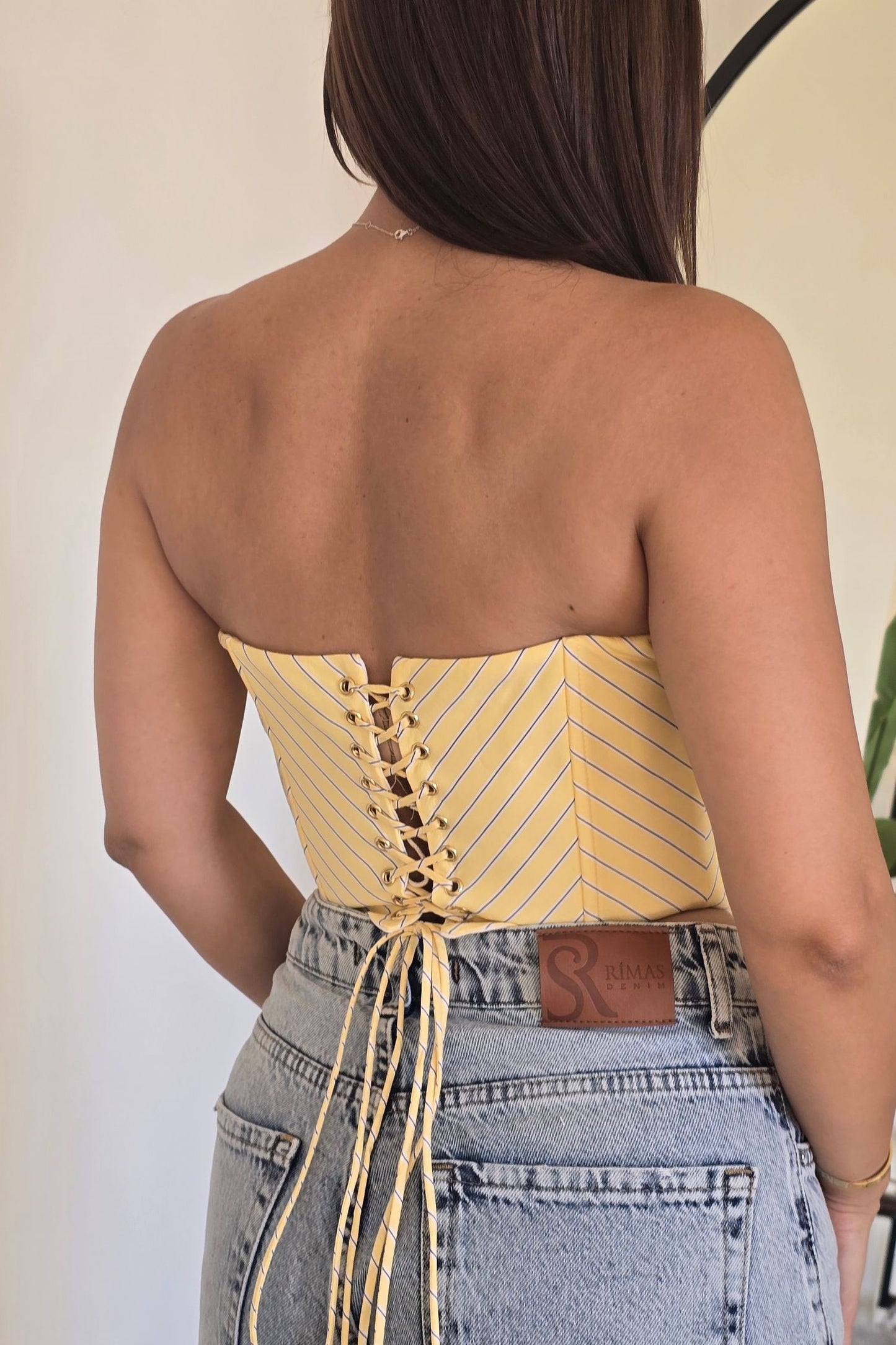 Ivy Striped Corset Top – Yellow