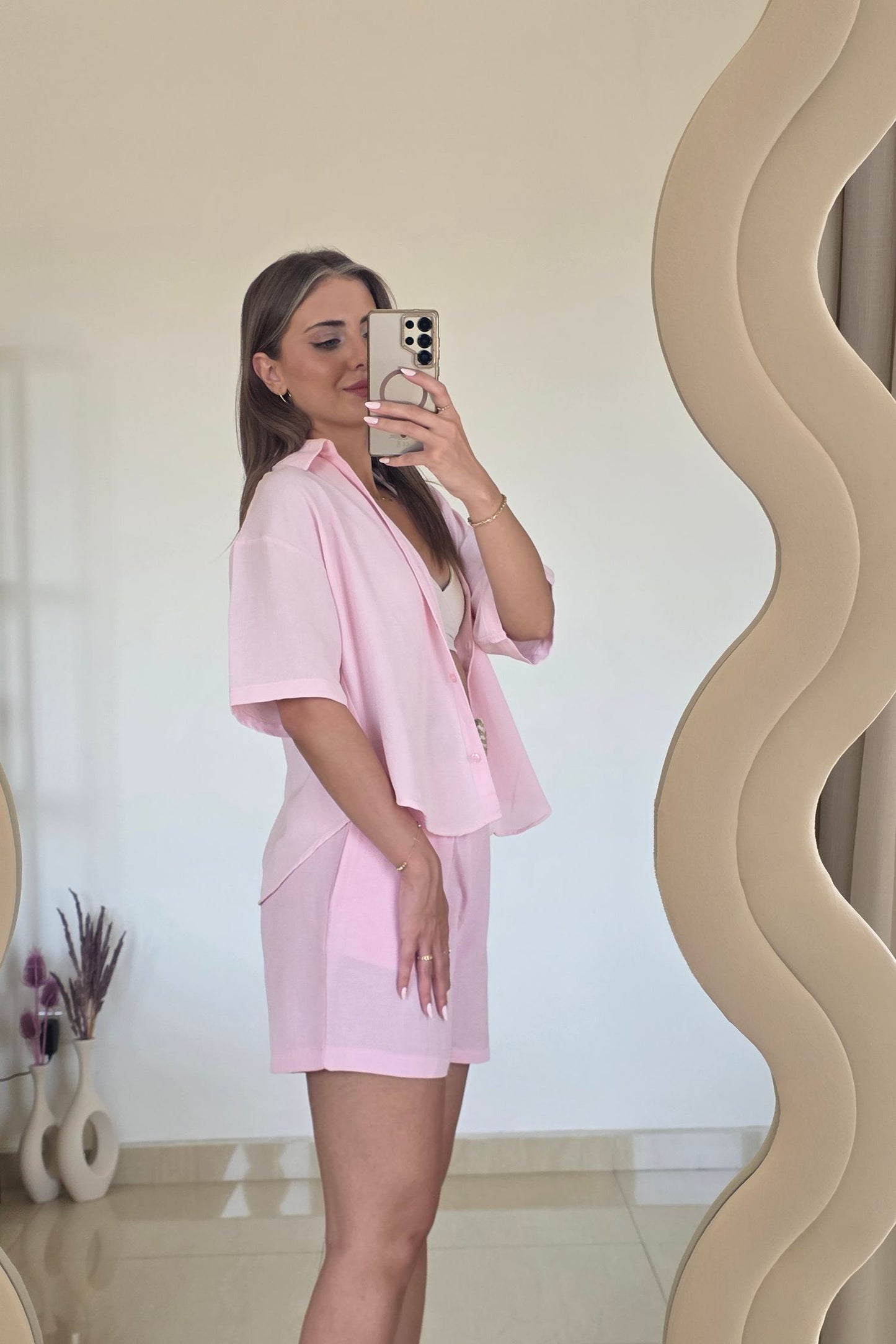 Alba Linen Set – Pink