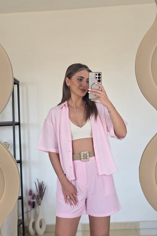 Alba Linen Set – Pink