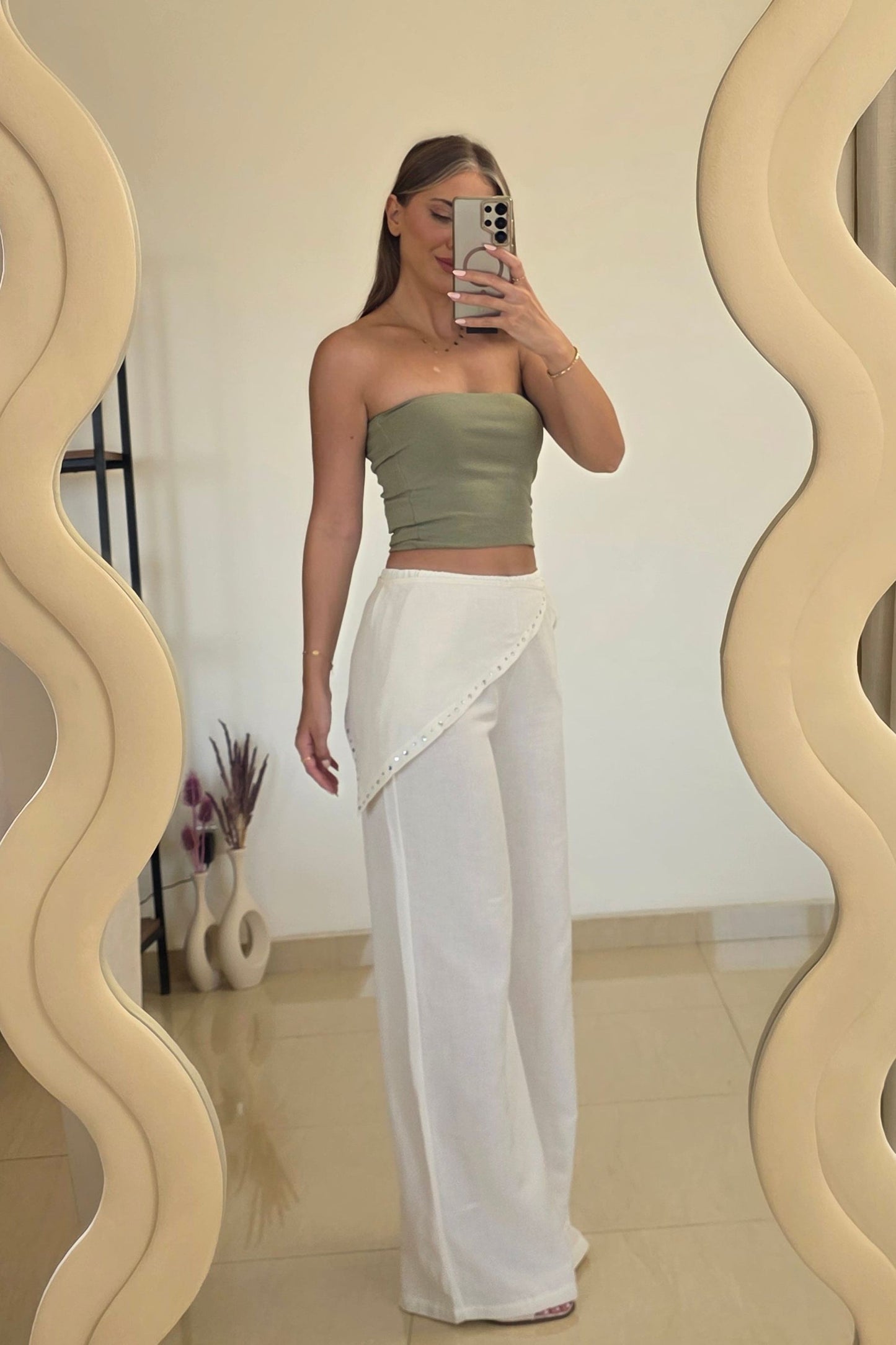 Rachel Wrap Linen Pants – White