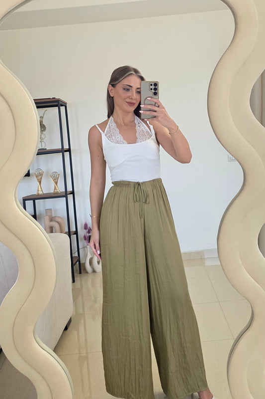 Leah Wide-Leg Pants – Olive
