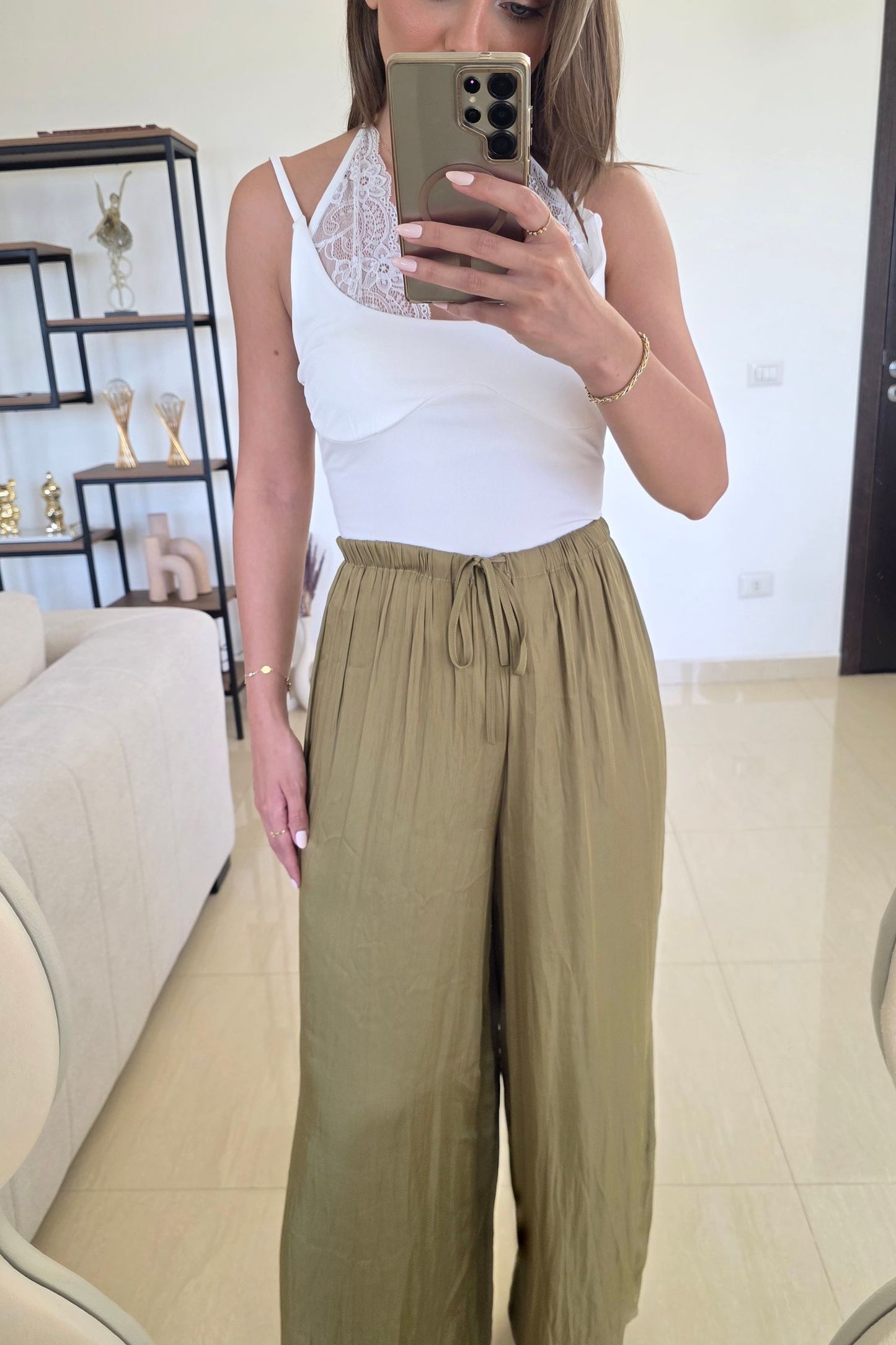 Leah Wide-Leg Pants – Olive