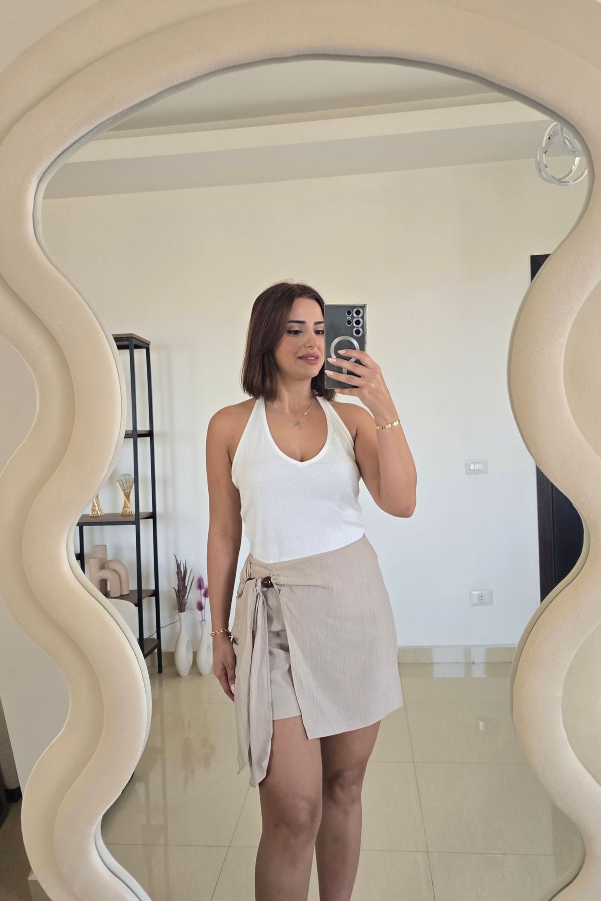 Priya Wrap Skort – Beige