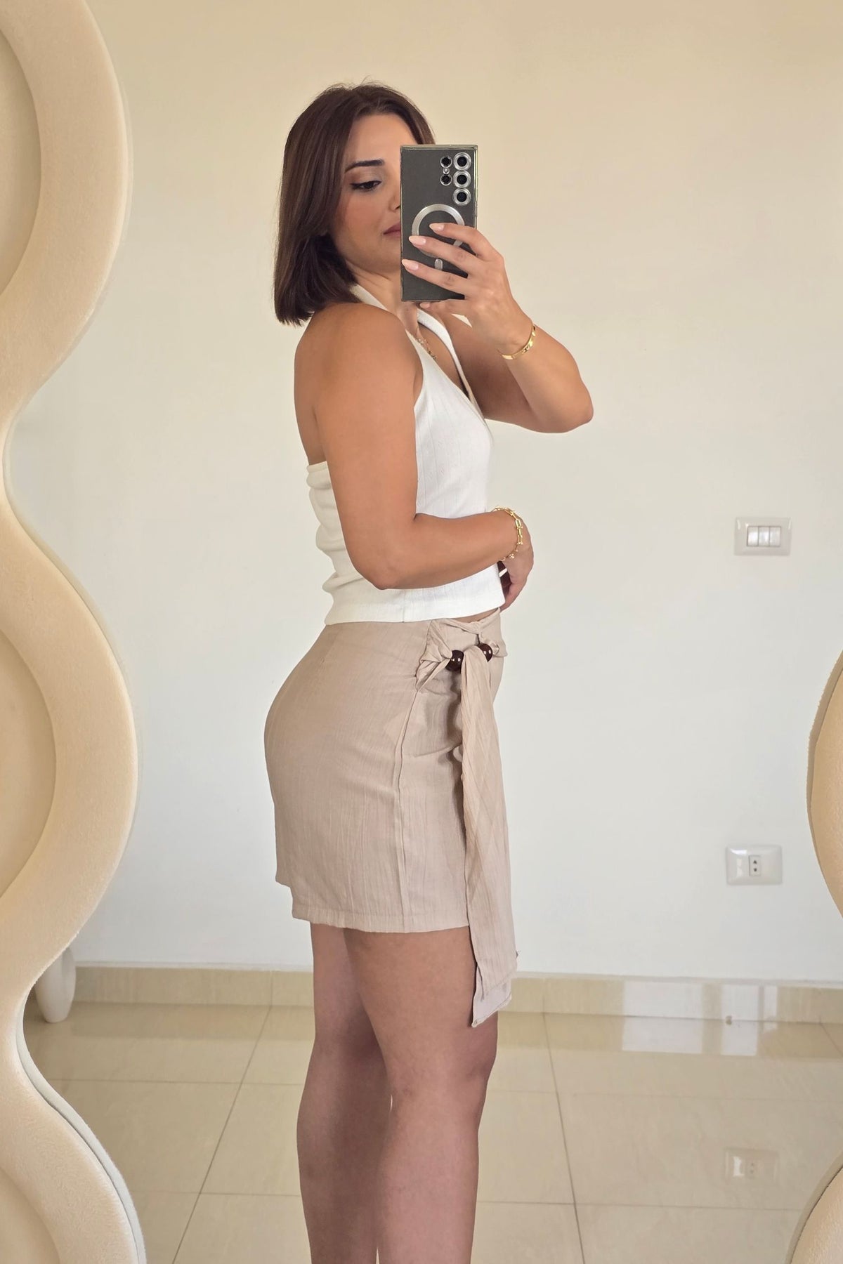 Priya Wrap Skort – Beige