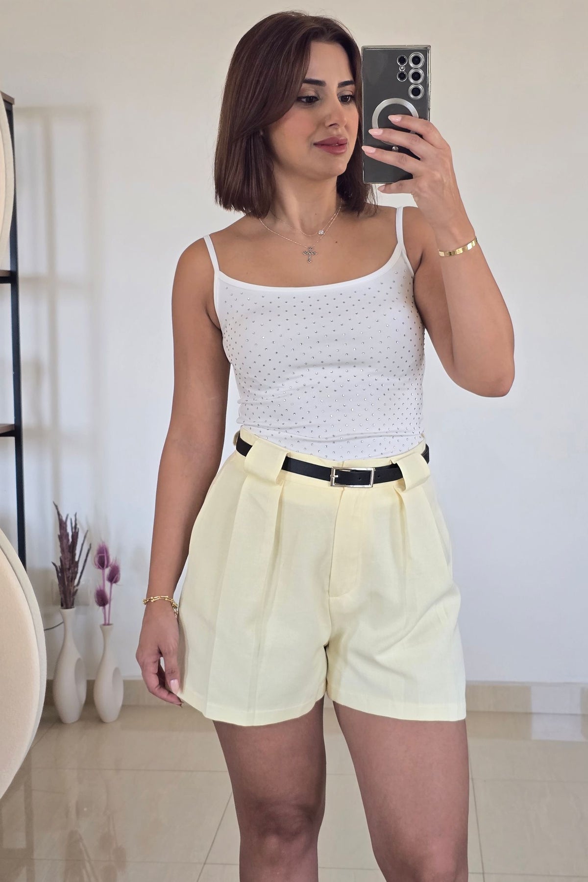 Ramona Belted Shorts – Butter Yellow