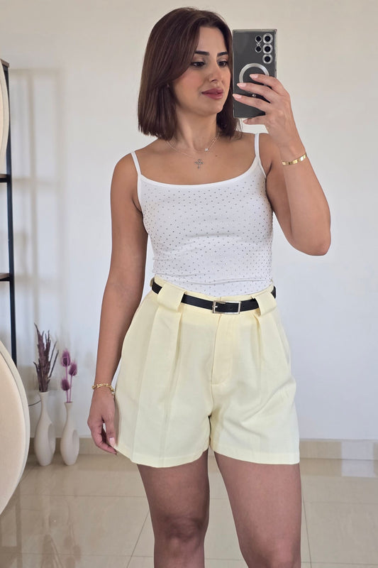 Ramona Belted Shorts – Butter Yellow