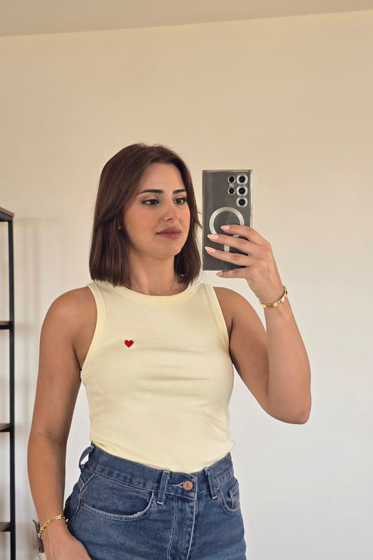 Diana Heart Tank Top – Butter Yellow