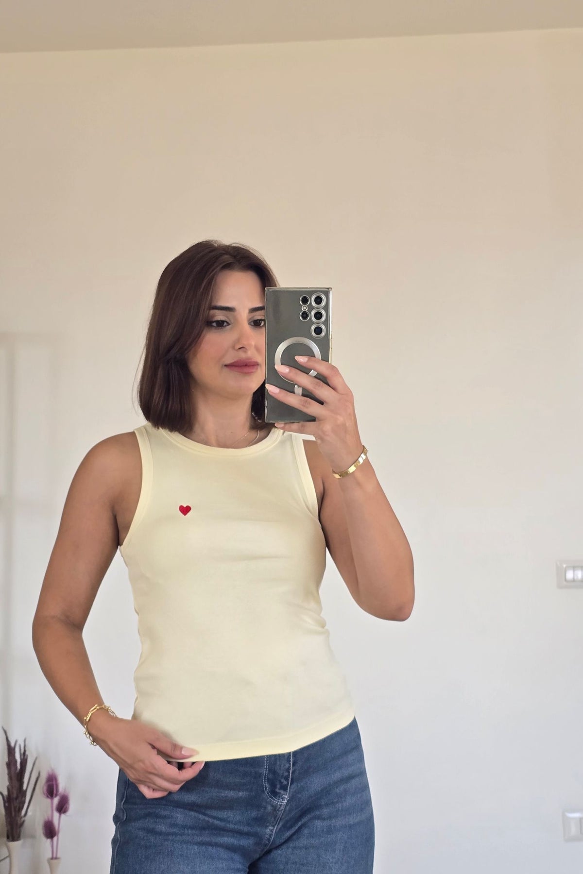 Diana Heart Tank Top – Butter Yellow