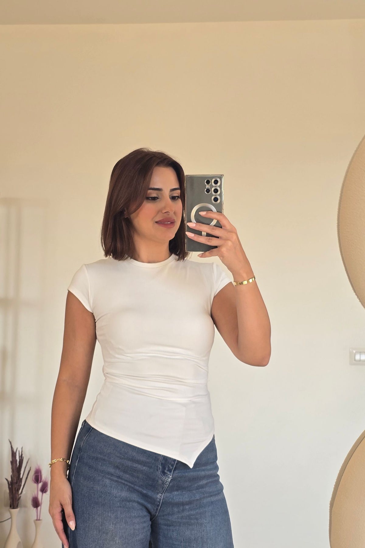 Heidi Asymmetric Tee – White