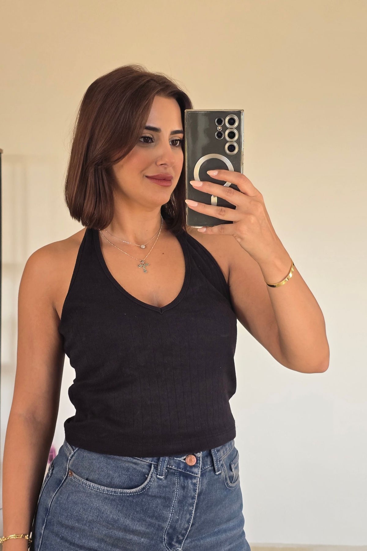Zoe Halter Knit Top - Black