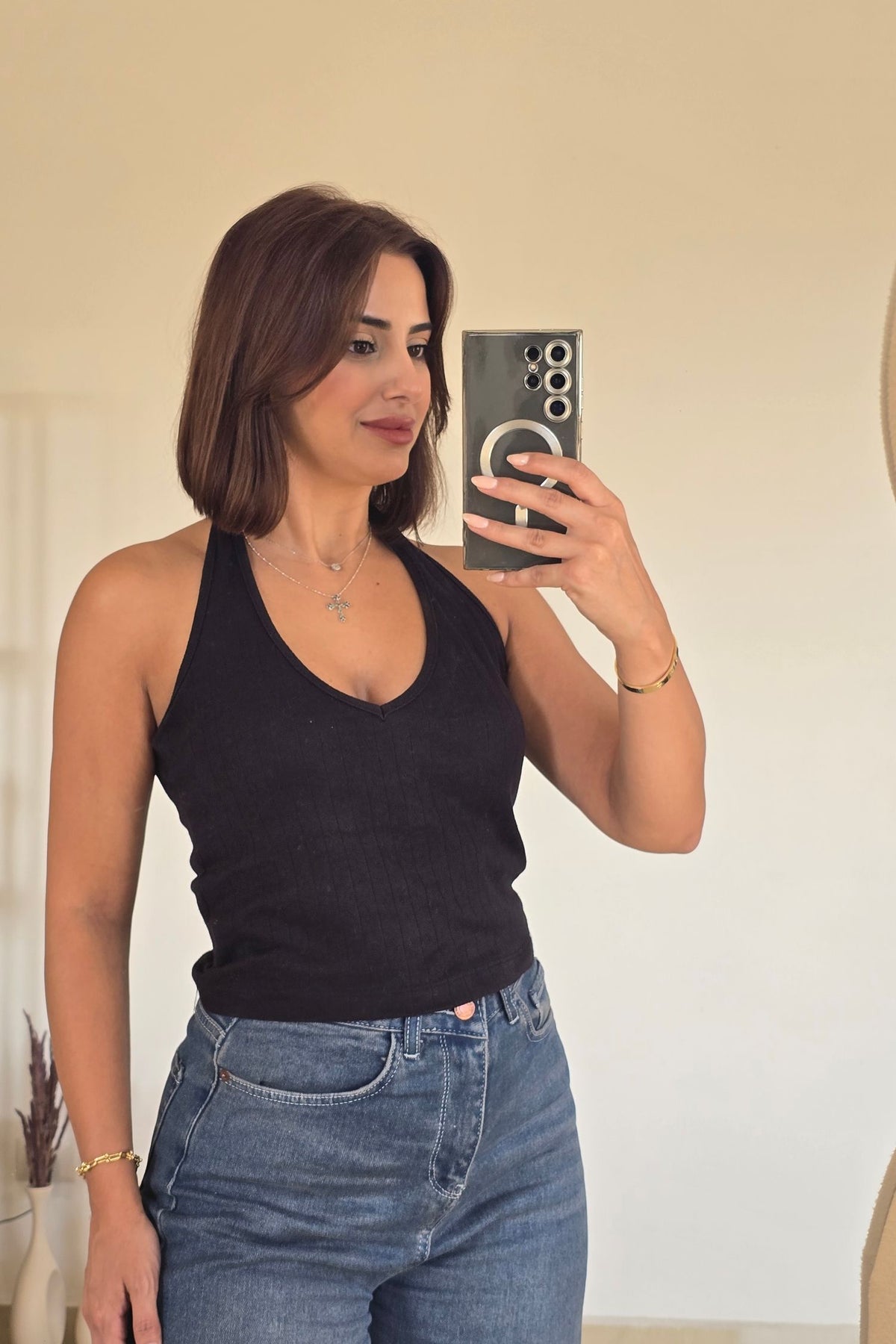 Zoe Halter Knit Top - Black