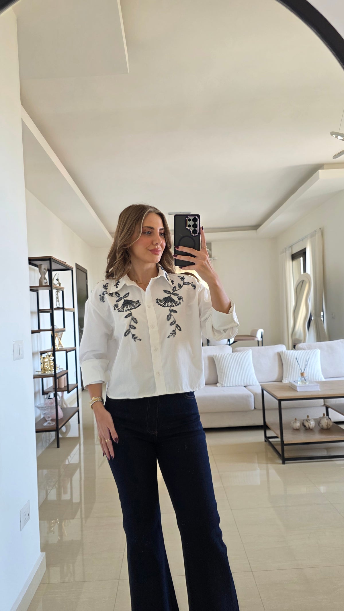 Rebecca Embroidered Shirt – White