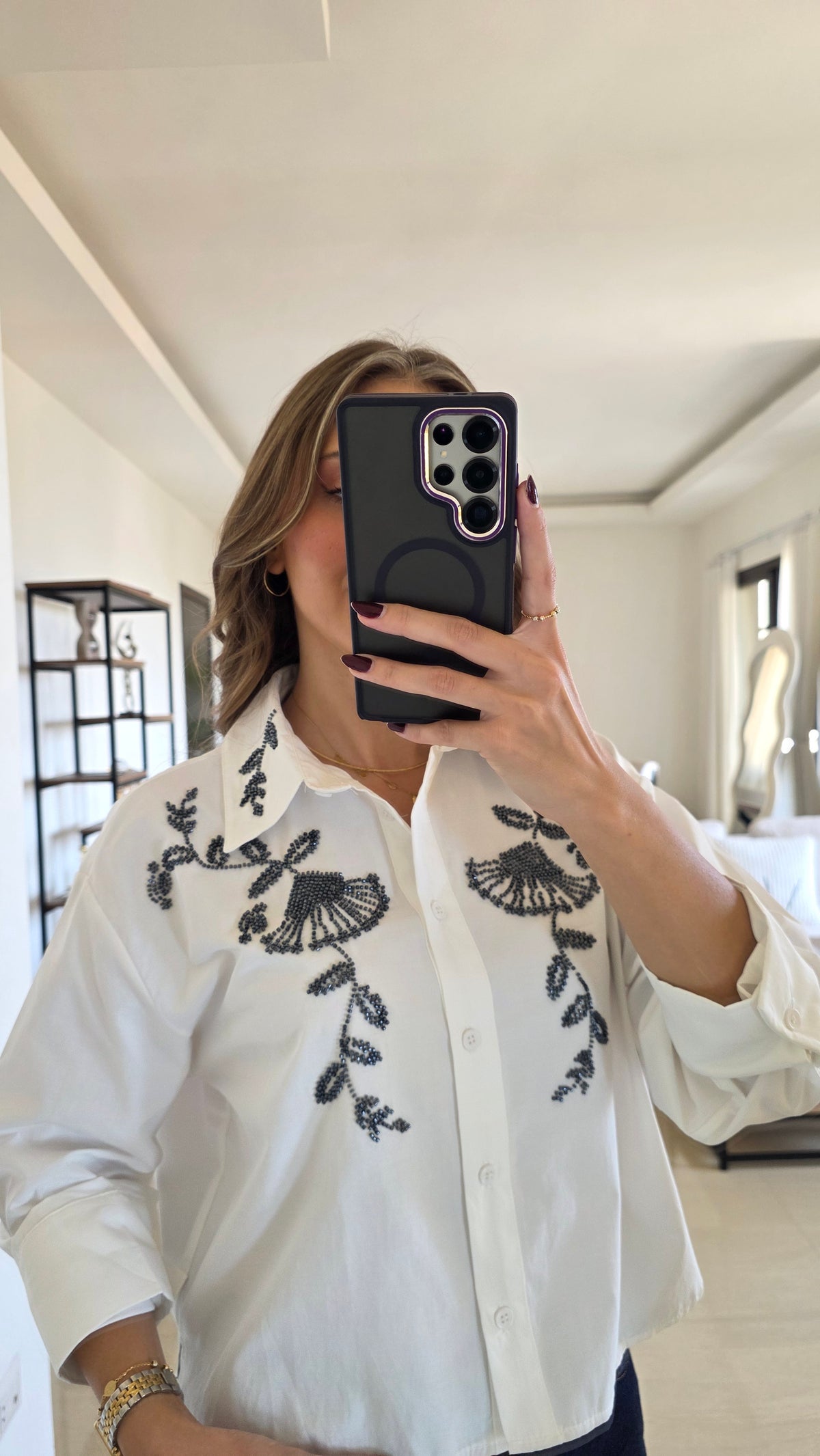Rebecca Embroidered Shirt – White