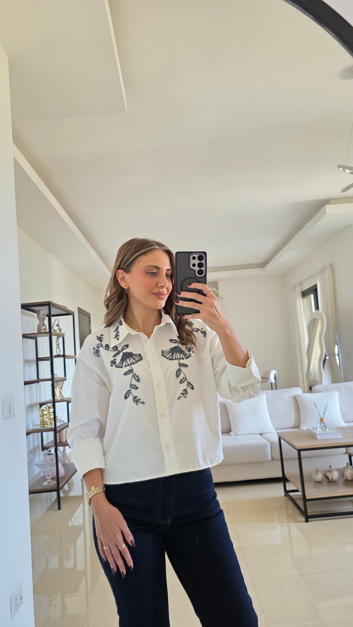 Rebecca Embroidered Shirt – White