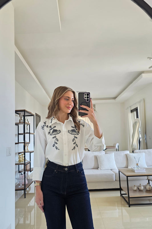 Rebecca Embroidered Shirt – White