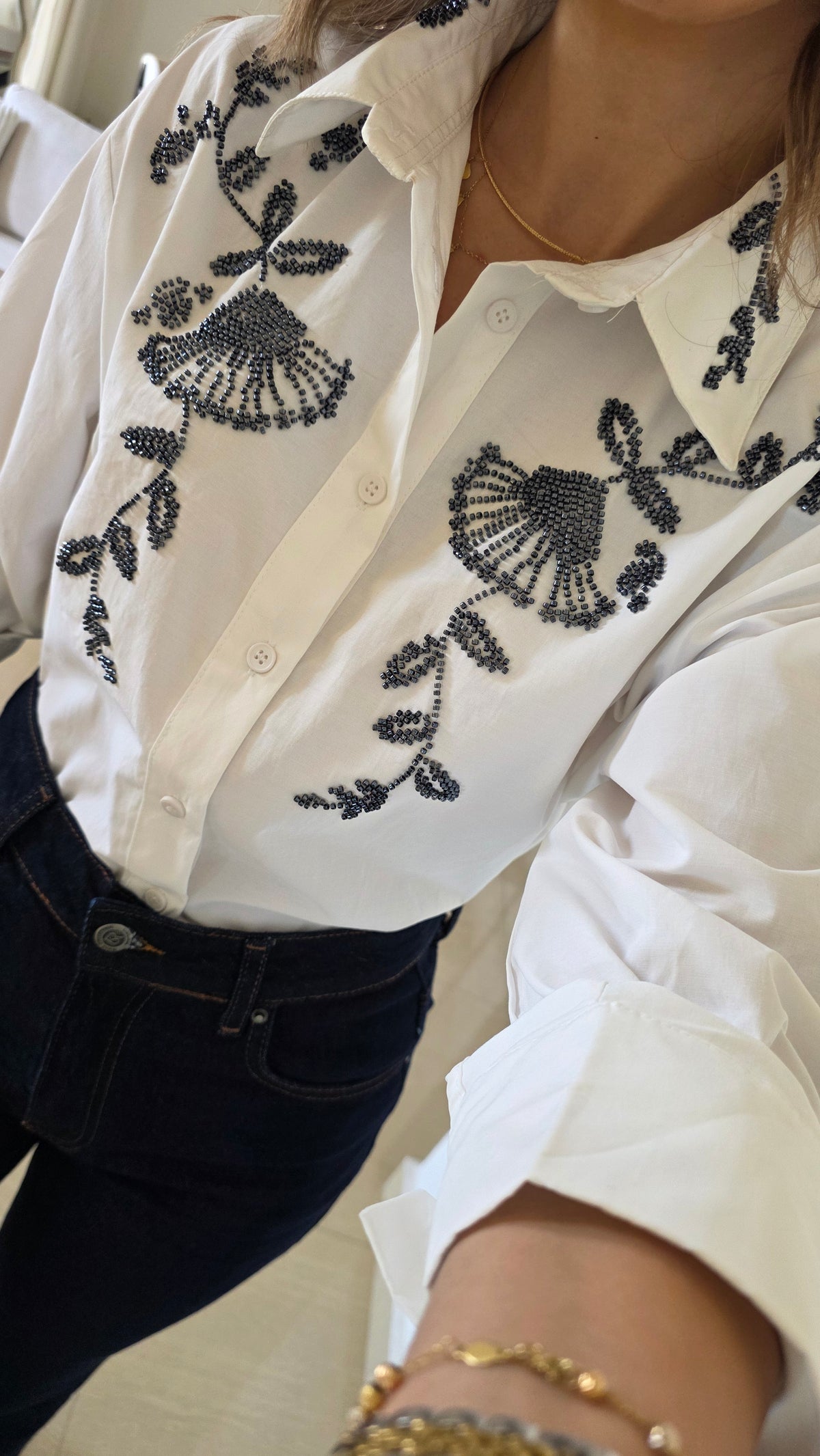 Rebecca Embroidered Shirt – White