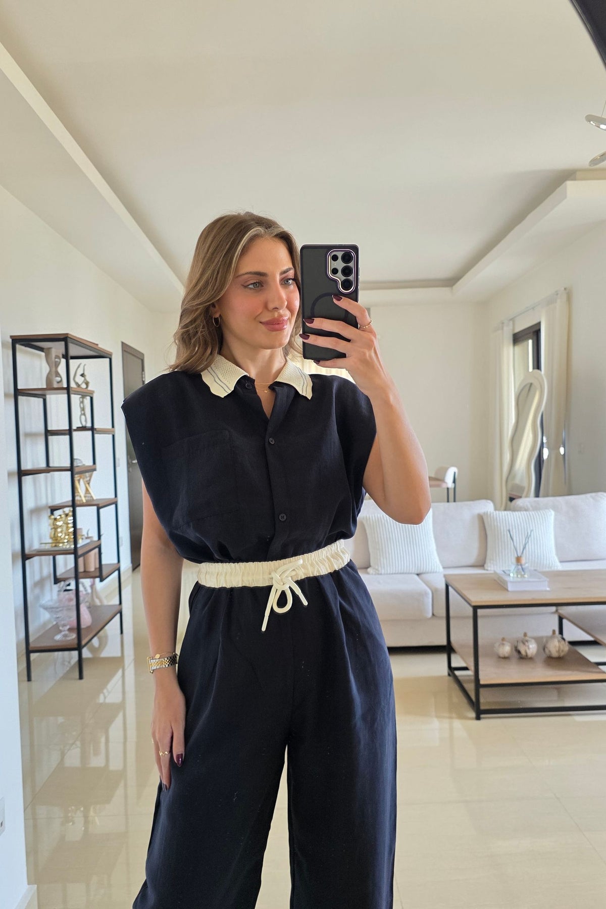 Cecilia Two-Piece Set – Navy Blue