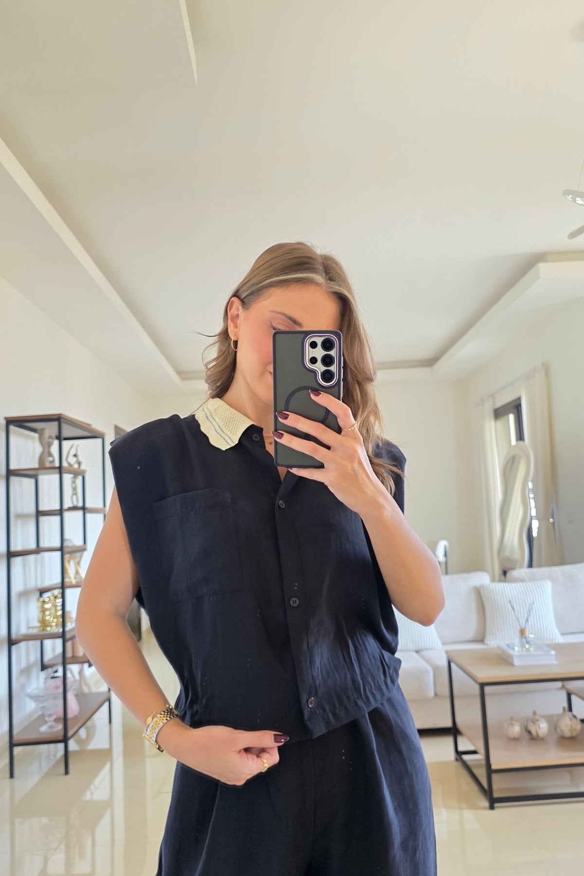 Cecilia Two-Piece Set – Navy Blue