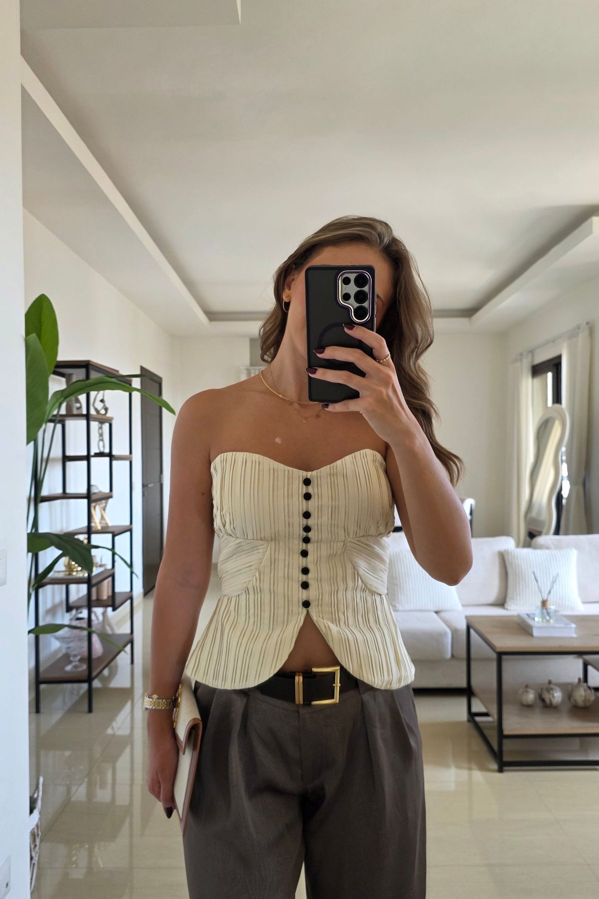 Serene Bustier Top – Cream