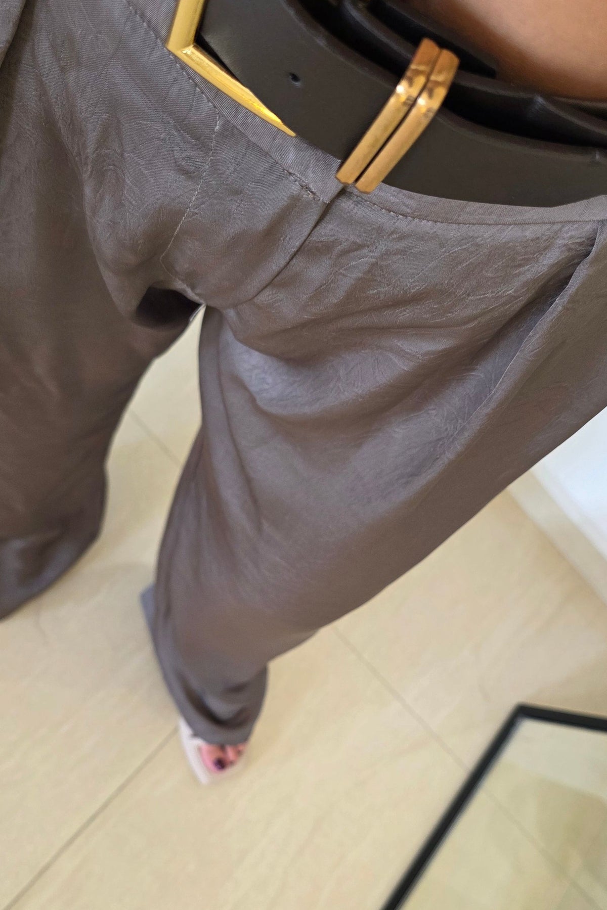 Miriam Satin Pants – Grey