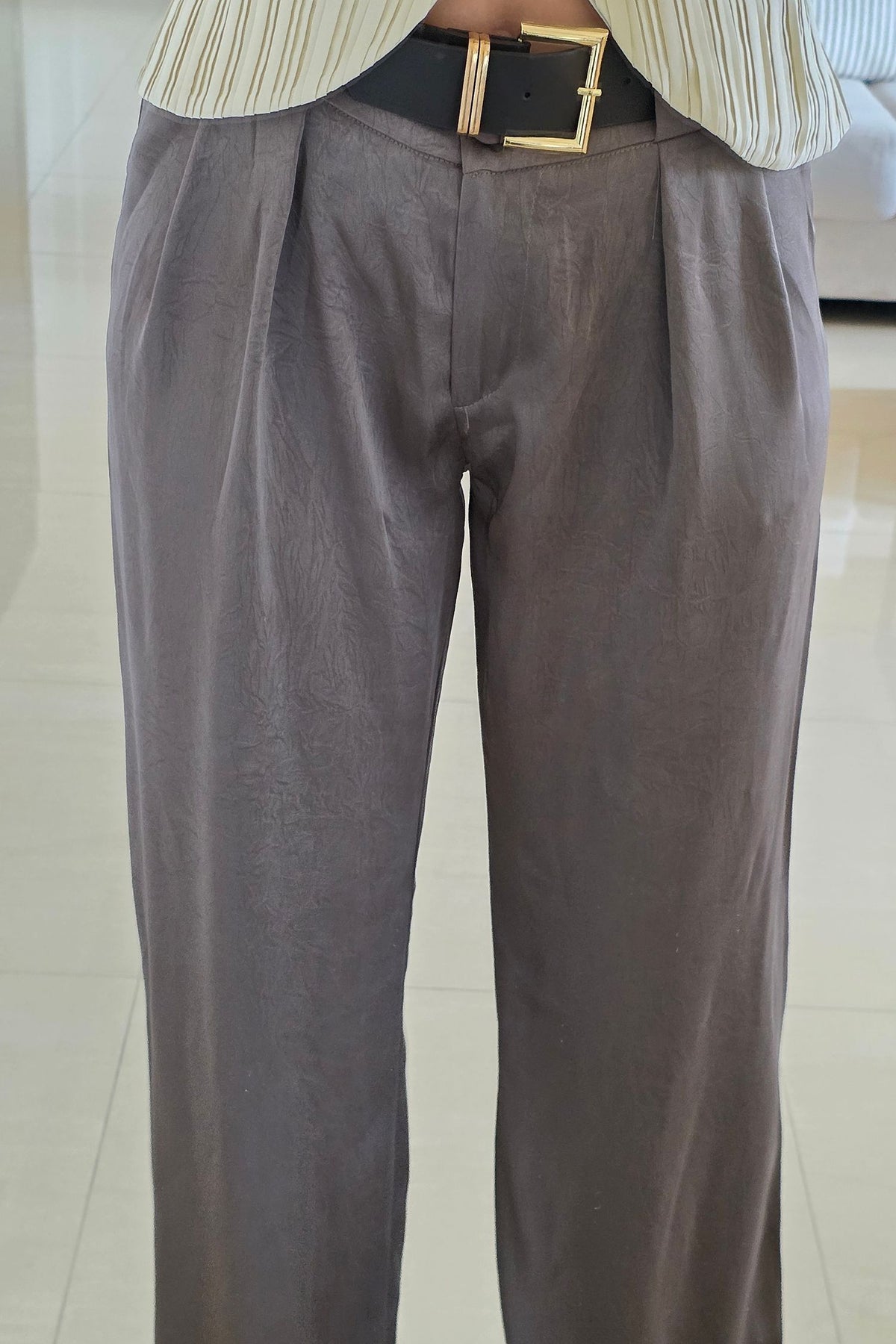 Miriam Satin Pants – Grey